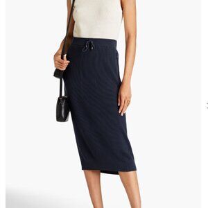 Brunello Cucinelli Navy Skirt English Rib Knit Drawstring Body Hugging Size XXS